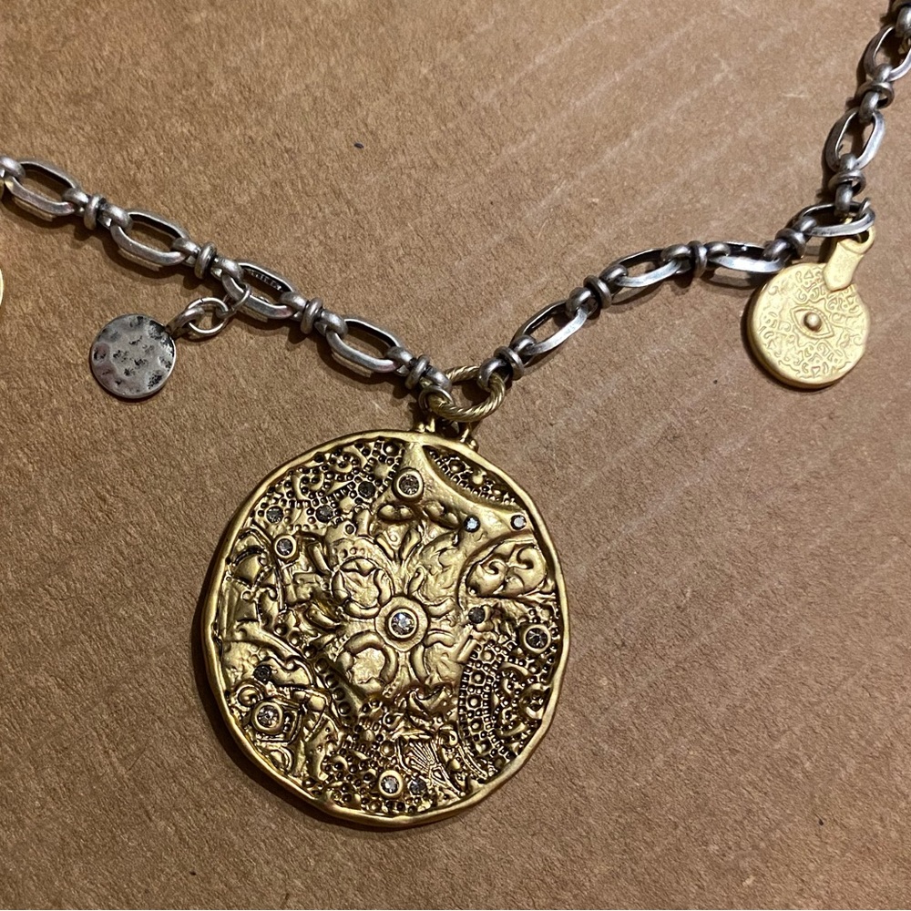 Chico’s Statement Necklace 30” Adjustable Silver … - image 1